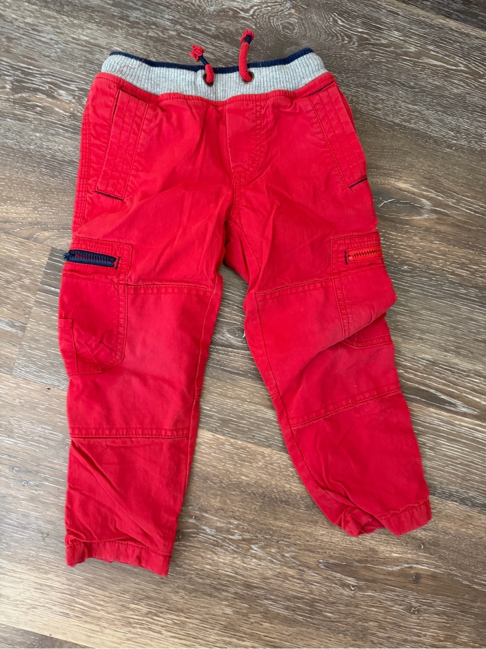 Mini Boden Bright Red Cargo Joggers with Contrasting Waist